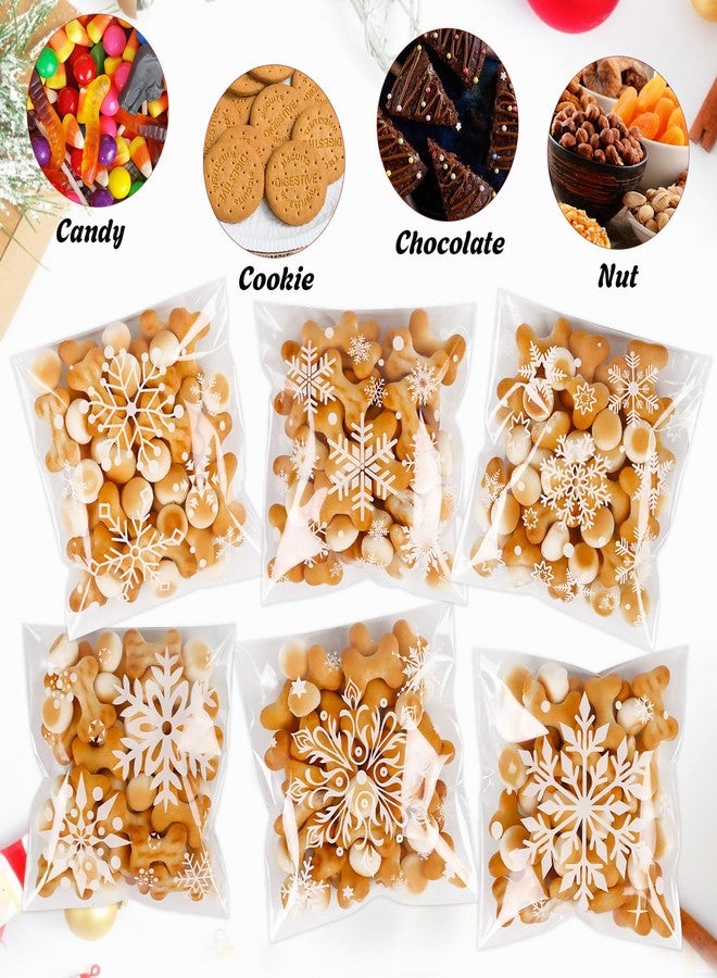 LOKIPA 180 PCS Christmas Cellophane Treat Bags, Snowflake Self-Adhesive Christmas Candy Cookie Bags Small Xmas Treat Bags for Xmas Party Favor Supplies - Image 5